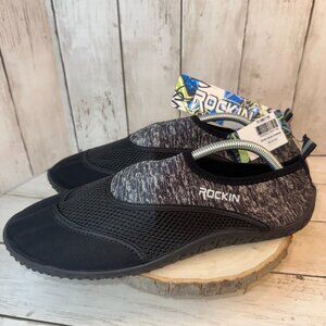 Rockin Footwear Men's Aqua Rubber Water Shoes R-M17B Black Size 11 Brand New